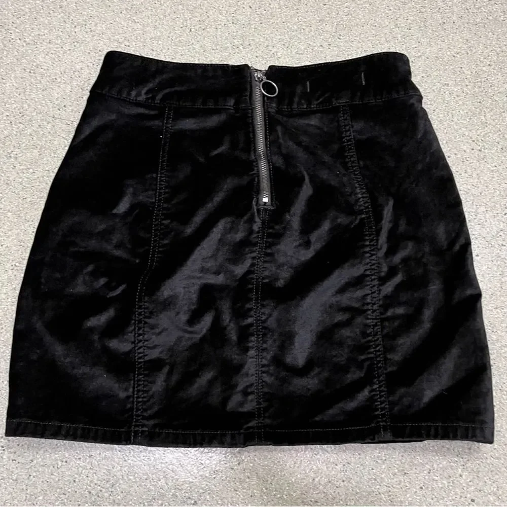Free People Womens Black Velvet Kimora Side Button Mini Skirt Size 27